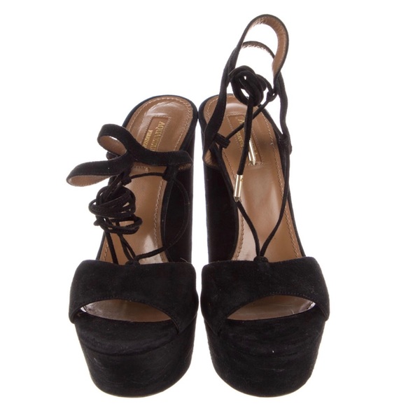 Aquazzura Austin Plateau Suede Platform Black - Picture 3 of 5